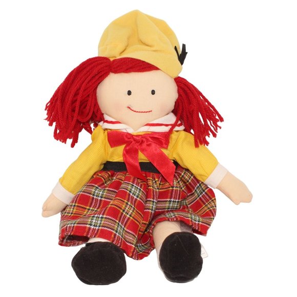 Vintage 1994 Madeline Eden 15" Doll Plaid Dress Yellow Sweater Hat Plush Toy - Picture 2 of 4